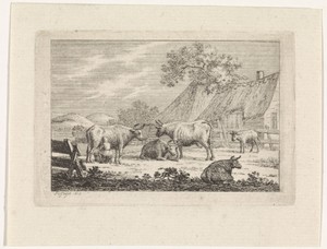Boerenerf met koeien