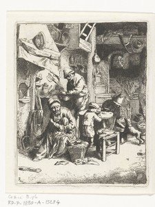 Boerengezin in interieur