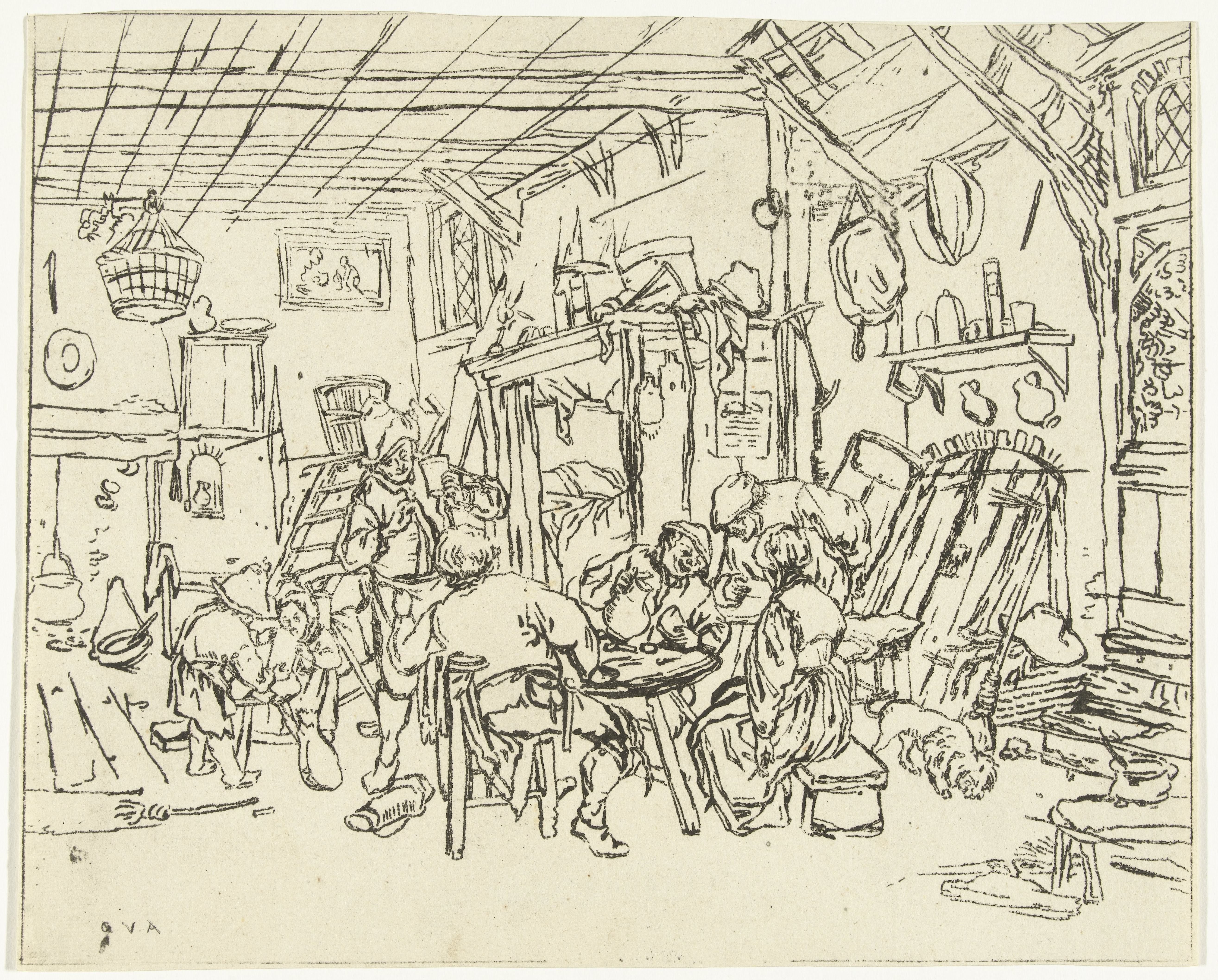 Boereninterieur by Anthonie van den Bos