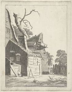 Boerin bij een boerenwoning