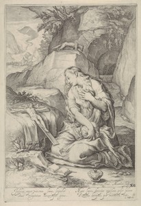 Boetvaardige Maria Magdalena in landschap