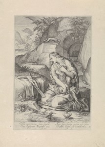 Boetvaardige Maria Magdalena in landschap