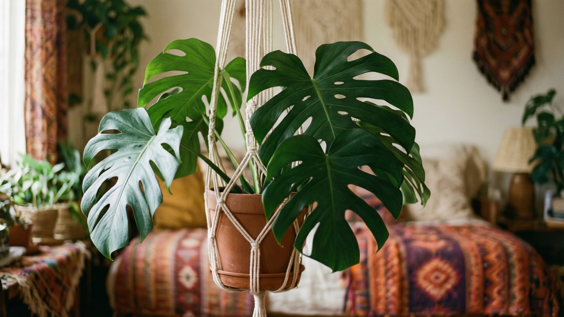 Boho Hanging Monstera by Wallpapers.art Studio