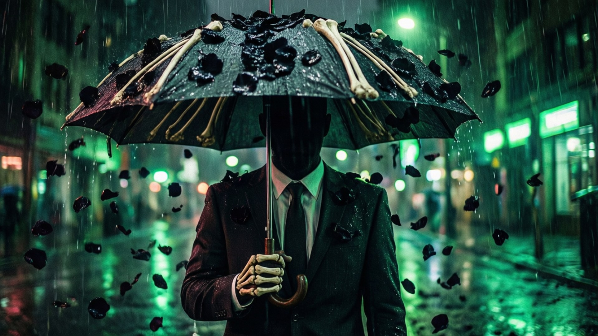 Bone Umbrella Noir by Wallpapers.art Studio