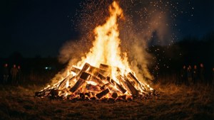 Bonfire Blaze at Night