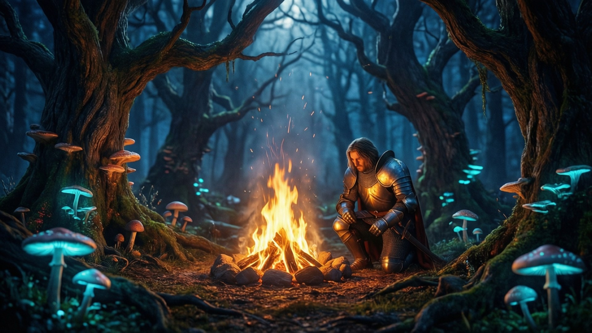 Bonfire in the Dark Wood by Wallpapers.art Studio