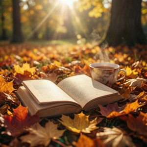 Book and Fallen Leaves