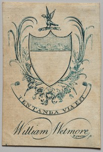 Bookplate:  Coat of Arms with William Wetmore inscribed below