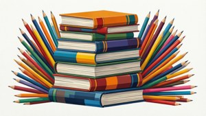 Books and Pencils Abstract