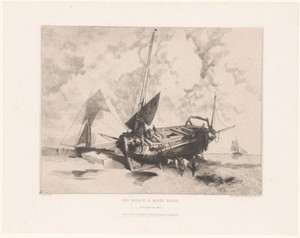 Boot op het strand bij eb