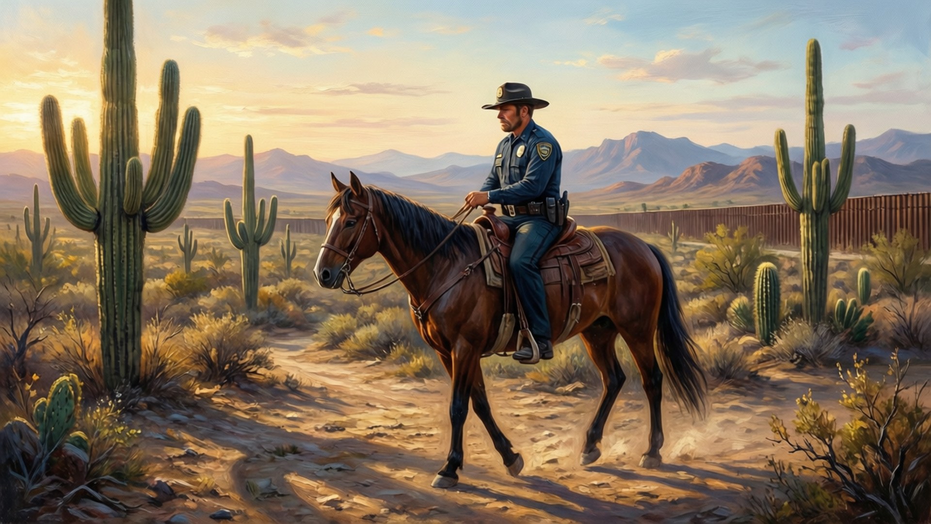 Border Patrol Horseback Dawn by Wallpapers.art Studio