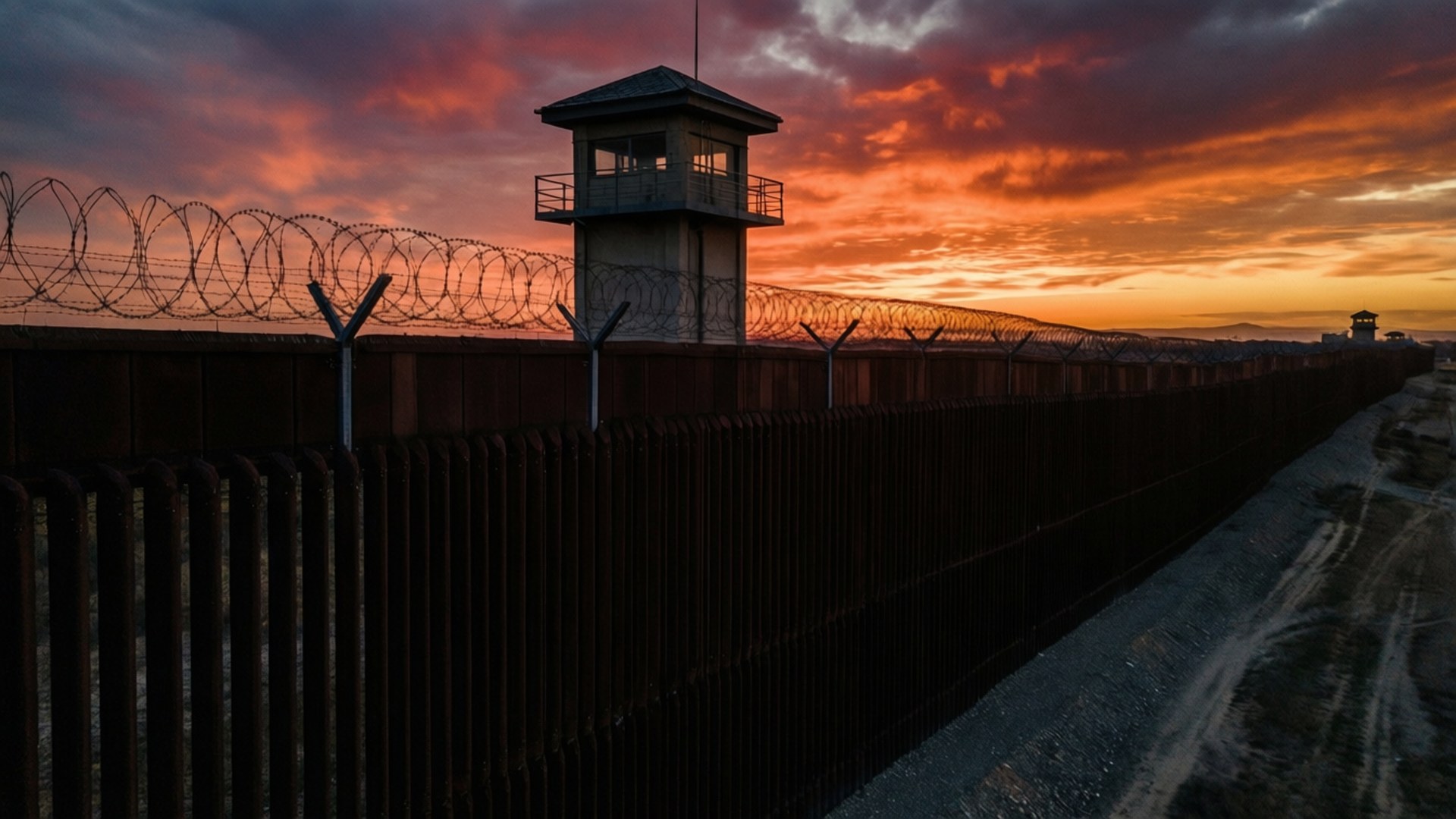 Border Wall at Sunset by Wallpapers.art Studio