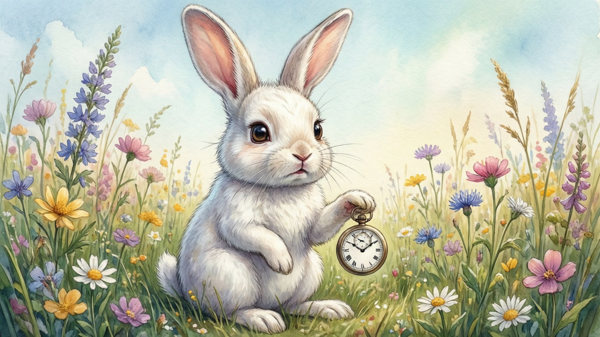 Bored White Rabbit by Wallpapers.art Studio