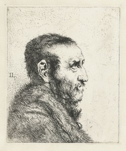 Borstbeeld van een man met een korte baard