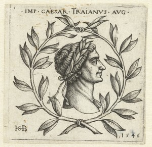 Borstbeeld van Trajanus in lauwerkrans