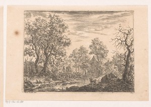 Boslandschap met boerderij