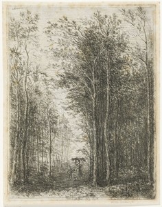 Boslandschap met houtsprokkelaars