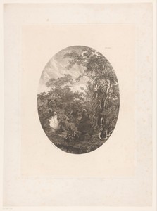 Boslandschap met rustende figuren