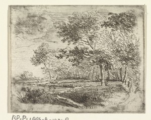Boslandschap met twee figuren