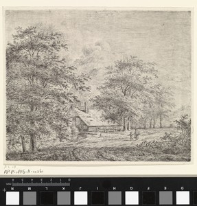 Bosrijk landschap met vrouw en kind