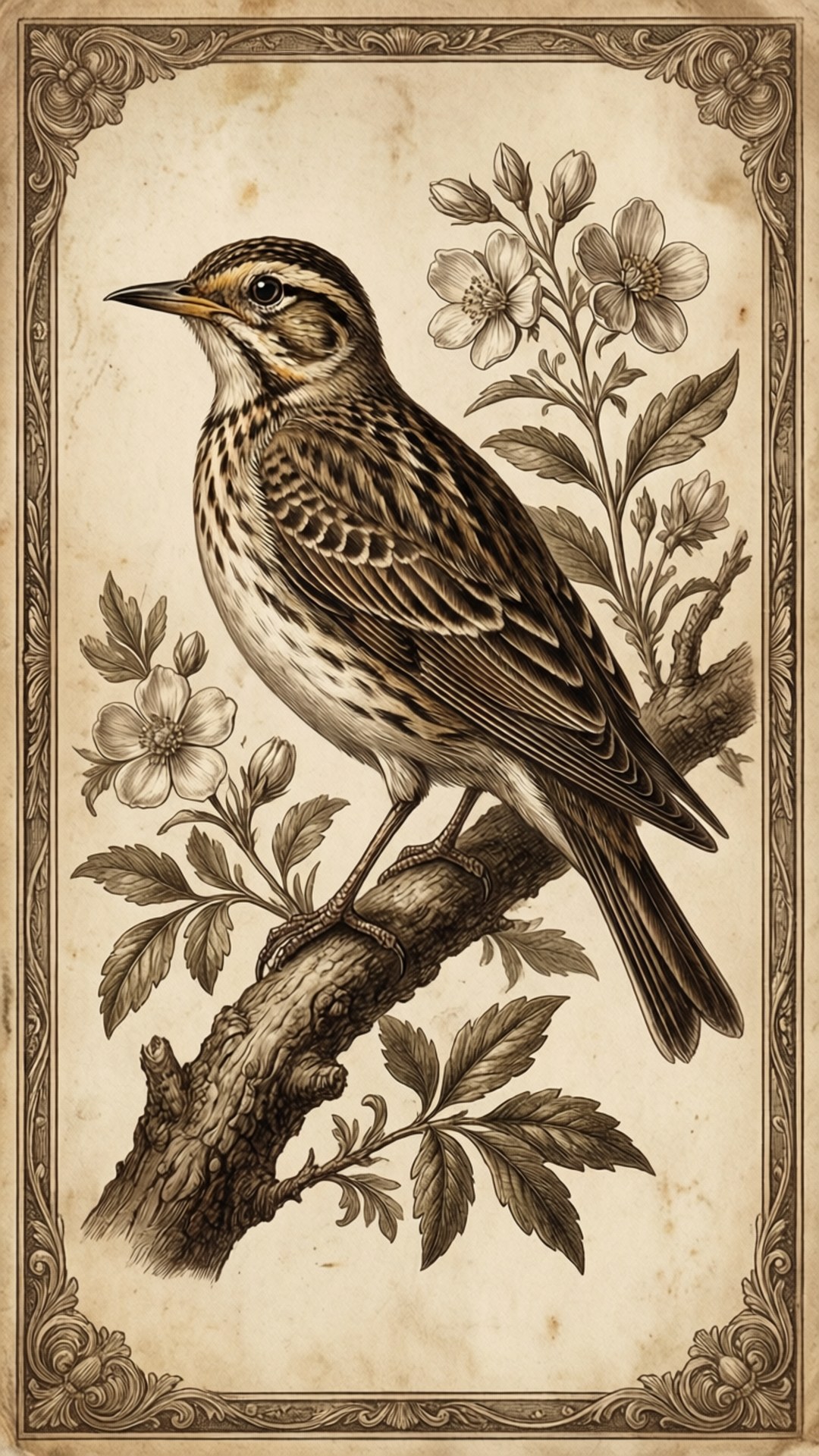 Botanical Skylark Study by Wallpapers.art Studio