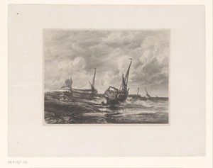 Boten op het strand bij eb