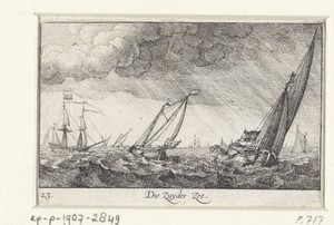 Boten tijdens storm op de Zuiderzee