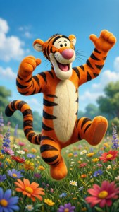 Bouncing Tigger in Flowers