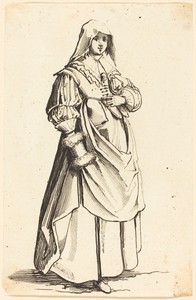 Bourgeoise with Muff, Facing Right