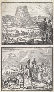 Bouw van de Toren van Babel / Abraham en Lot verlaten hun vaderland
