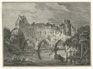 Bouwval van de walmuur over de rivier de Berdeel te Zutphen