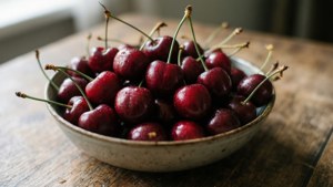 Bowl of Brush Cherries