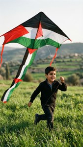 Boy Flying Flag Kite