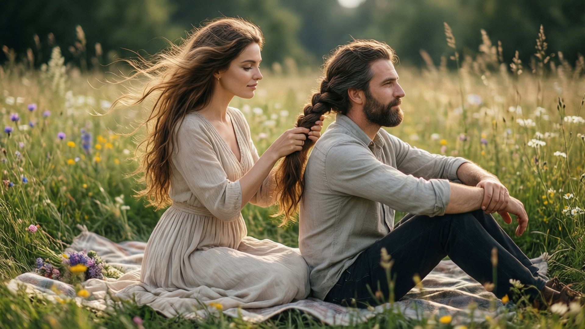 Braiding in the Meadow by Wallpapers.art Studio