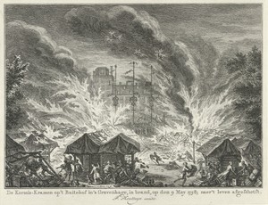 Brand in de kermiskramen op het Buitenhof te Den Haag, 1758