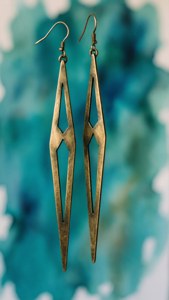 Brass Triangle Drop Earrings