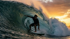 Brave Surfer on Big Wave