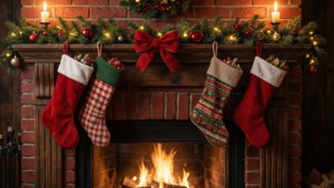 Brick Fireplace Cozy Christmas