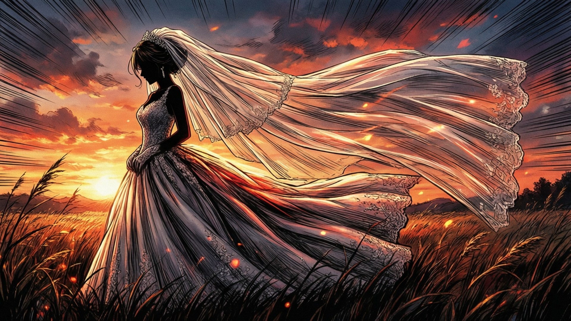 Bridal Veil Sunset by Wallpapers.art Studio