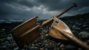 Broken Oar on Rocks