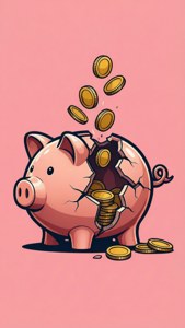 Broken Piggy Bank Spilling Coins