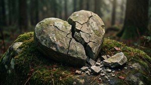 Broken Stone Half Heart