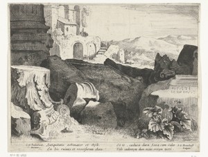 Brokstukken van zuilen en kapitelen