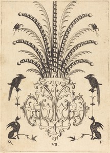 Brooch with Table-Stones, Flying Scorpions  at Top, and Dogs at Bottom