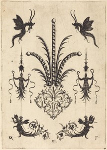 Brooch with Table-Stones, Winged Animals at Top, and Winged Human Beings at Bottom