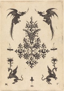 Brooch with Table-Stones, Winged Dragons at Top, and Griffins at Bottom