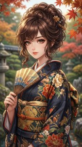 Brown Hair Kimono Elegance