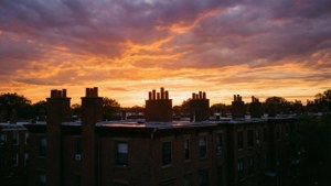 Brownstone Sunset Skyline