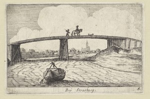 Brug over de rivier met Straatsburg in de verte