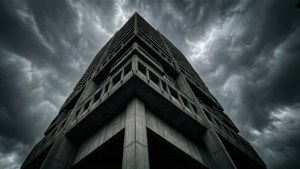 Brutalist Tower Storm